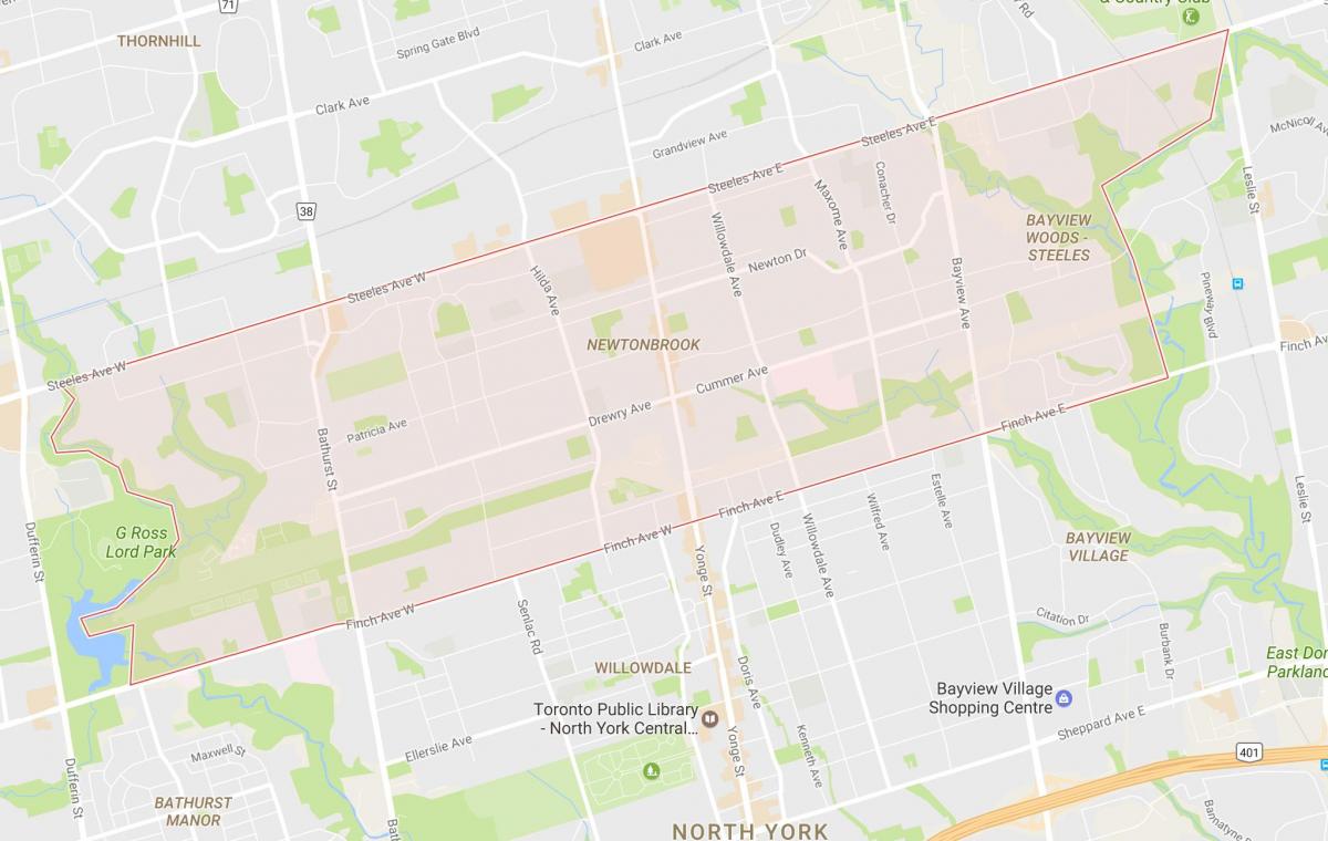 Mapa de Newtonbrook barrio Toronto