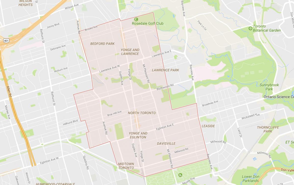Mapa do Norte de barrio Toronto