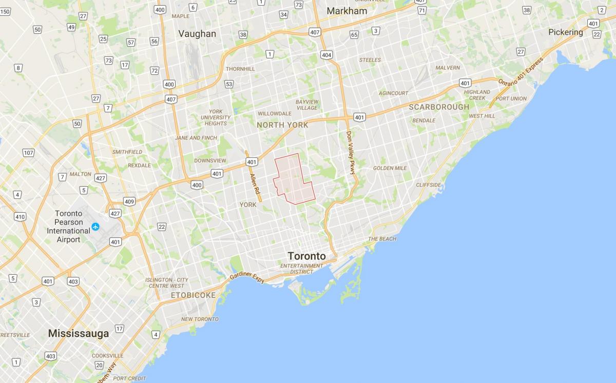 Mapa do Norte da provincia Toronto