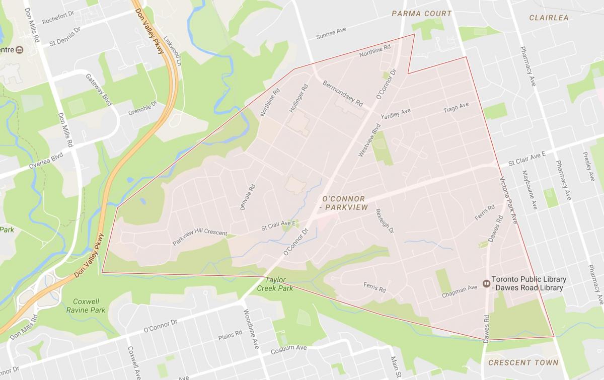 Mapa de O ' connor–Parkview barrio Toronto