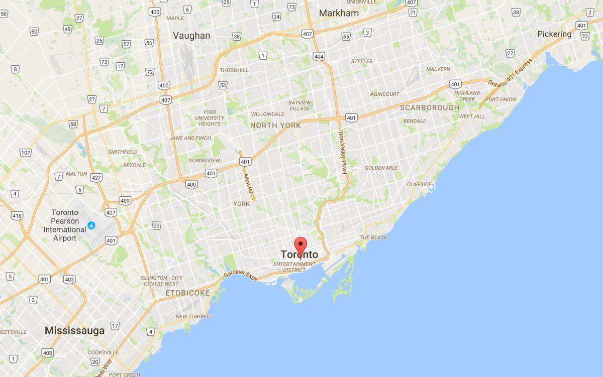 Mapa de Distrito Financeiro provincia Toronto