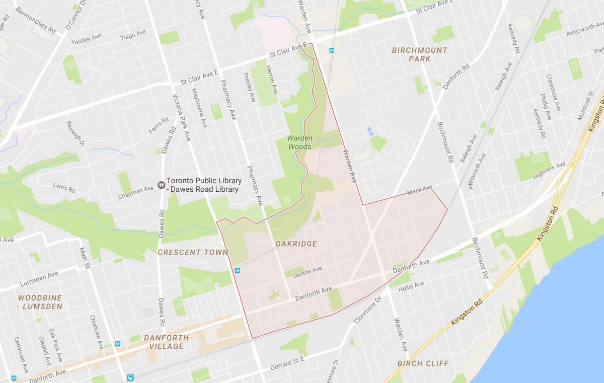 Mapa de Oakridge barrio Toronto