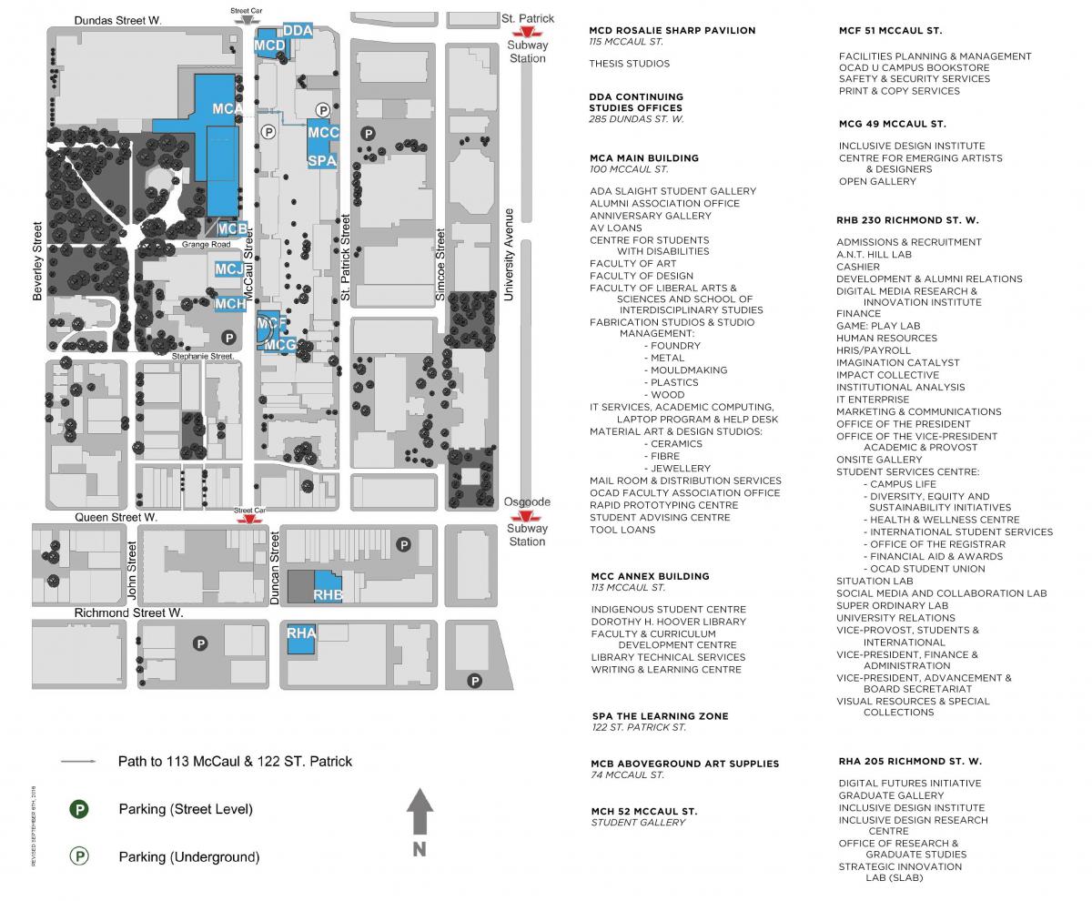 Mapa de OCAD Universidade de Toronto