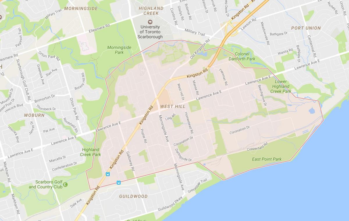 Mapa de Occidente Outeiro barrio Toronto