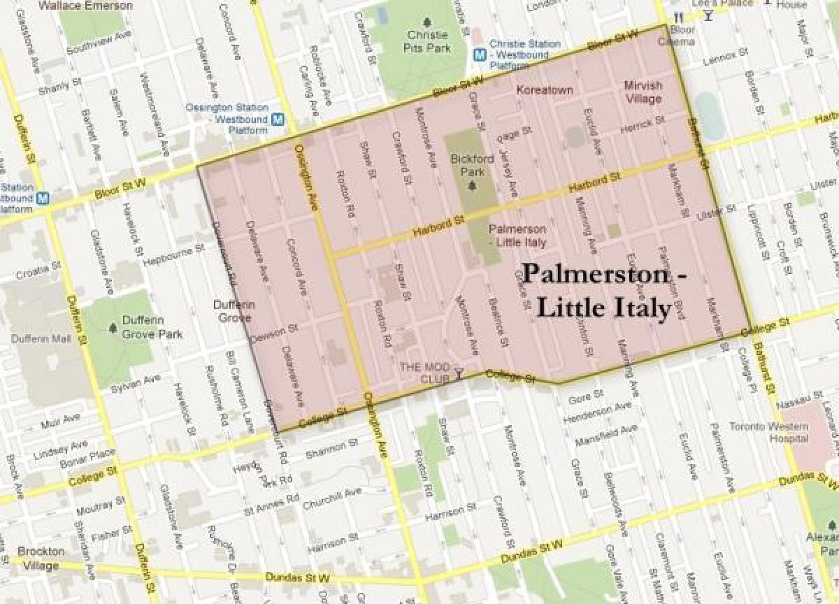 Mapa de Palmerston pouco Italia Toronto