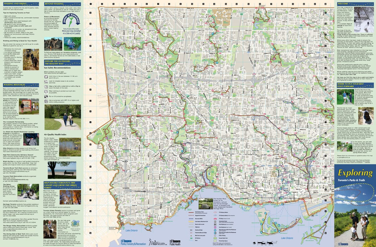 Mapa de parques e rutas para camiñar West Toronto
