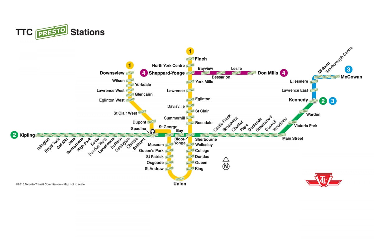 Mapa de presto estacións TTC