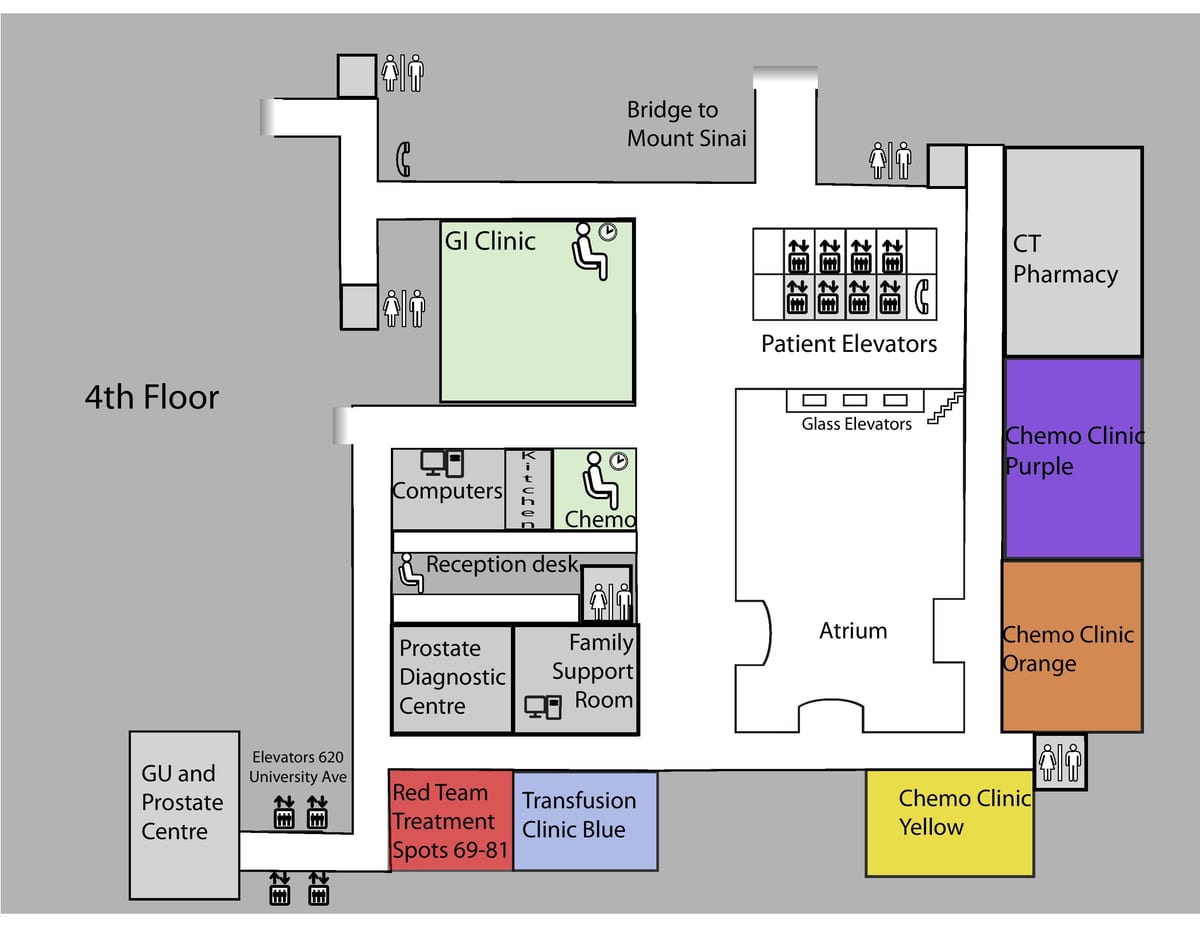 Mapa de Princesa Margaret Cancro Centro de Toronto, 4º andar