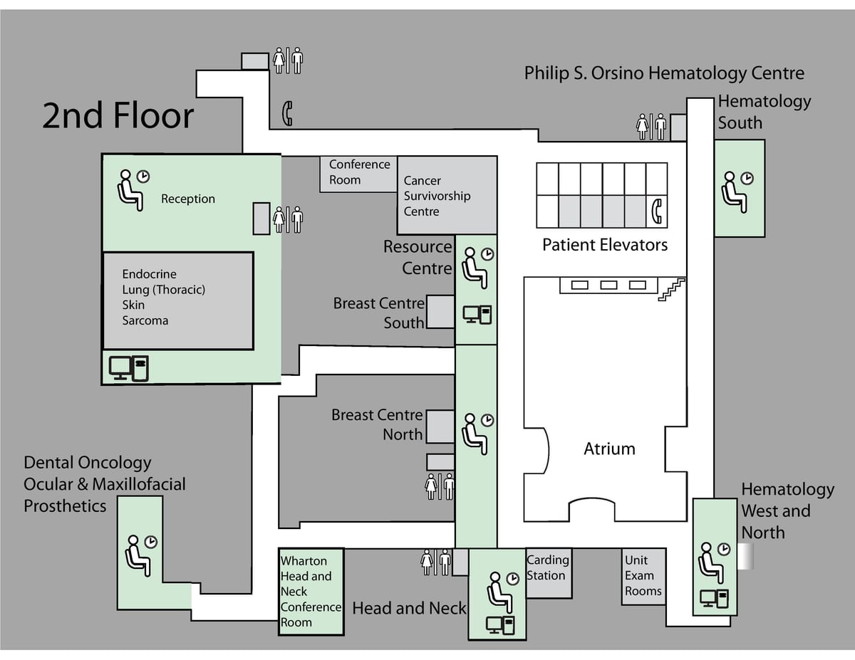 Mapa de Princesa Margaret Cancro Centro de Toronto 2º andar
