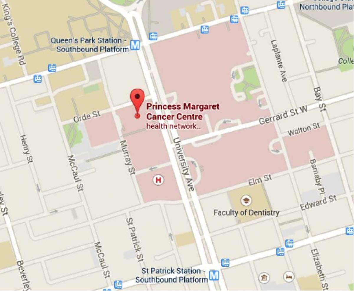 Mapa de Princesa Margaret Cancro Centro de Toronto
