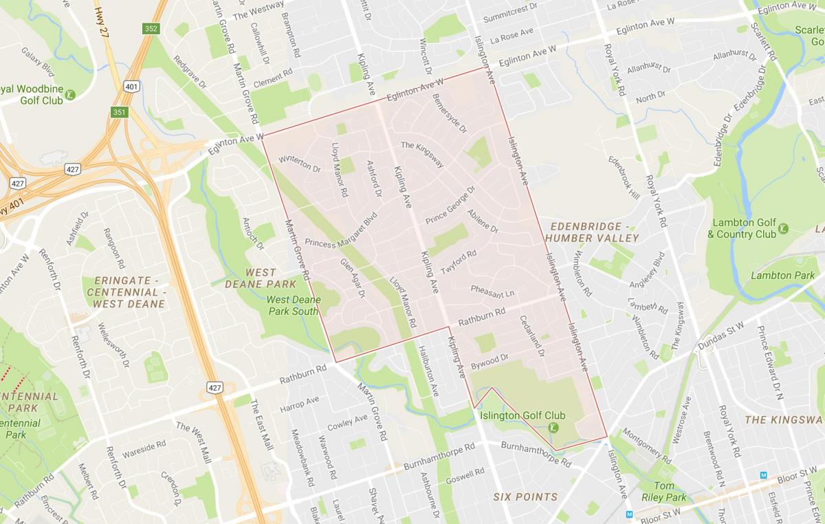 Mapa de Princesa Xardíns barrio Toronto
