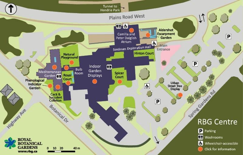 Mapa do Real xardín Botánico Toronto