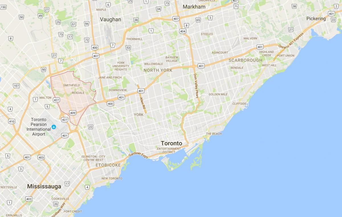 Mapa de Rexdale provincia Toronto
