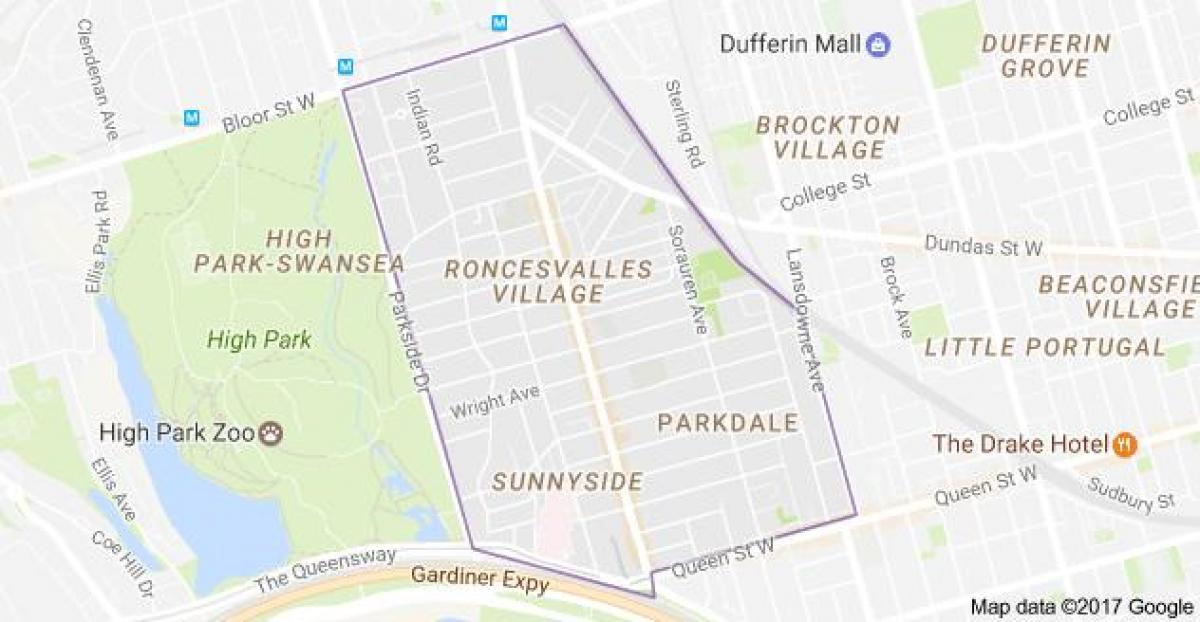 Mapa de Roncesvalles aldea Toronto