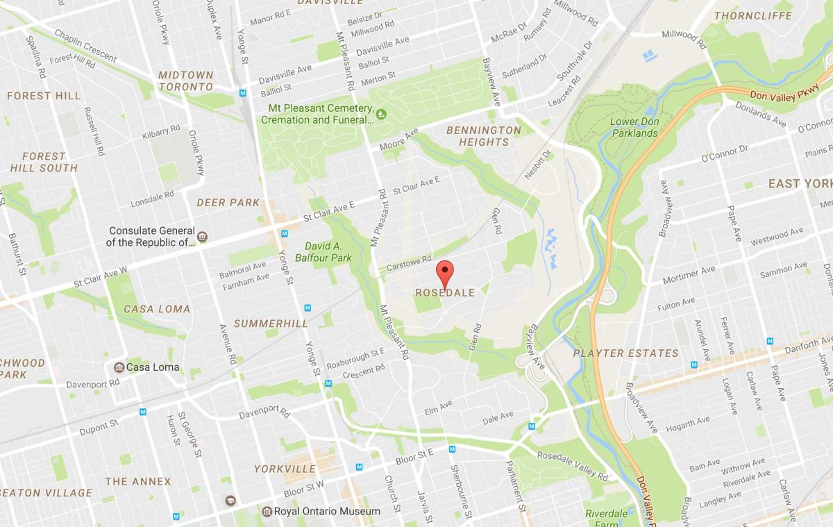 Mapa de Rosedale barrio Toronto