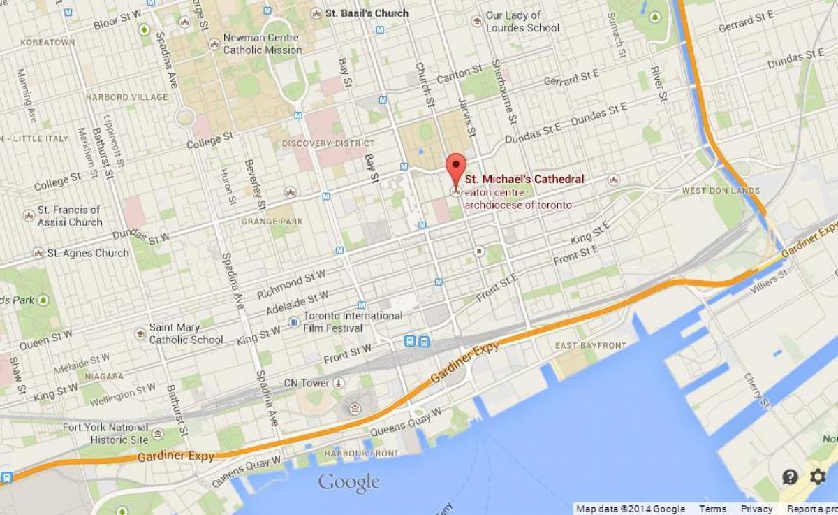 Mapa de San Miguel Catedral de Toronto visión xeral