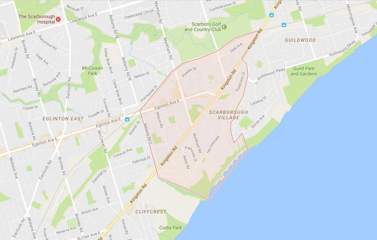 Mapa de Scarborough Aldea barrio Toronto