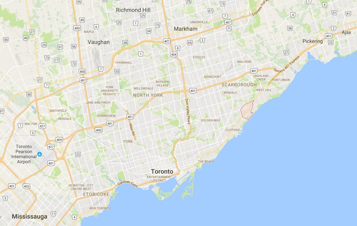 Mapa de Scarborough Aldea provincia Toronto