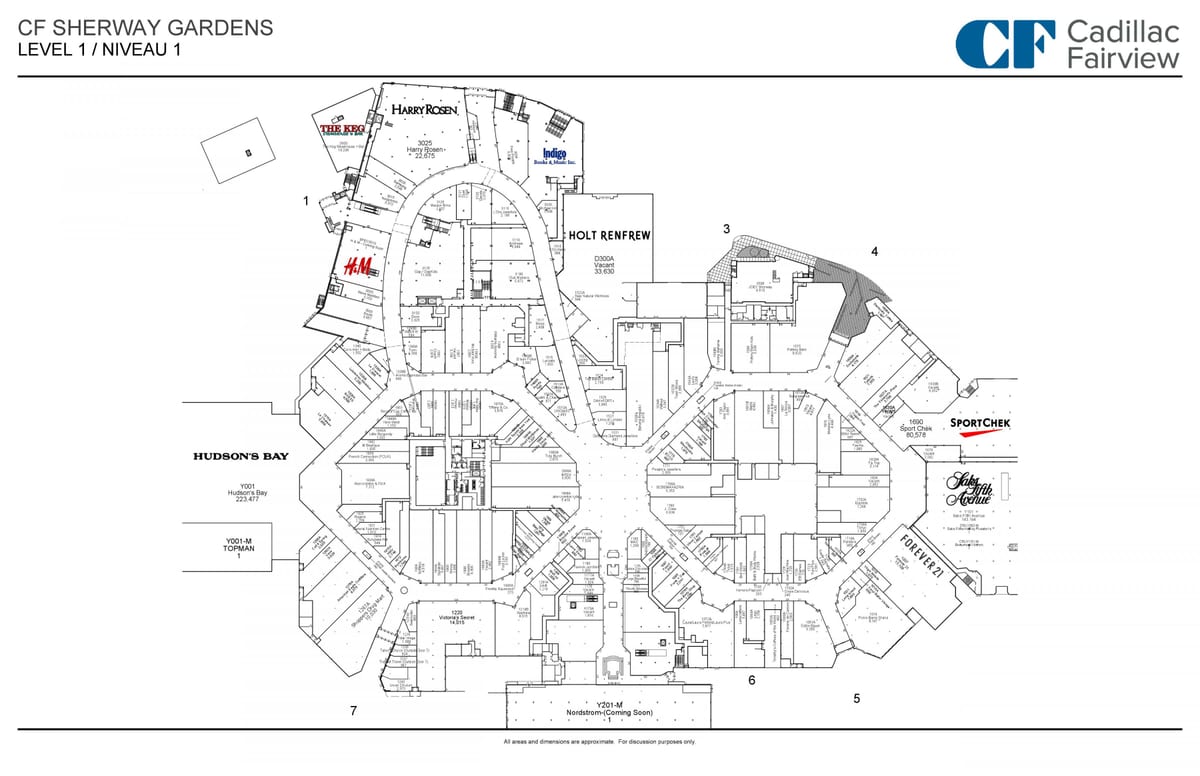 Mapa de Sherway Xardíns de nivel 1