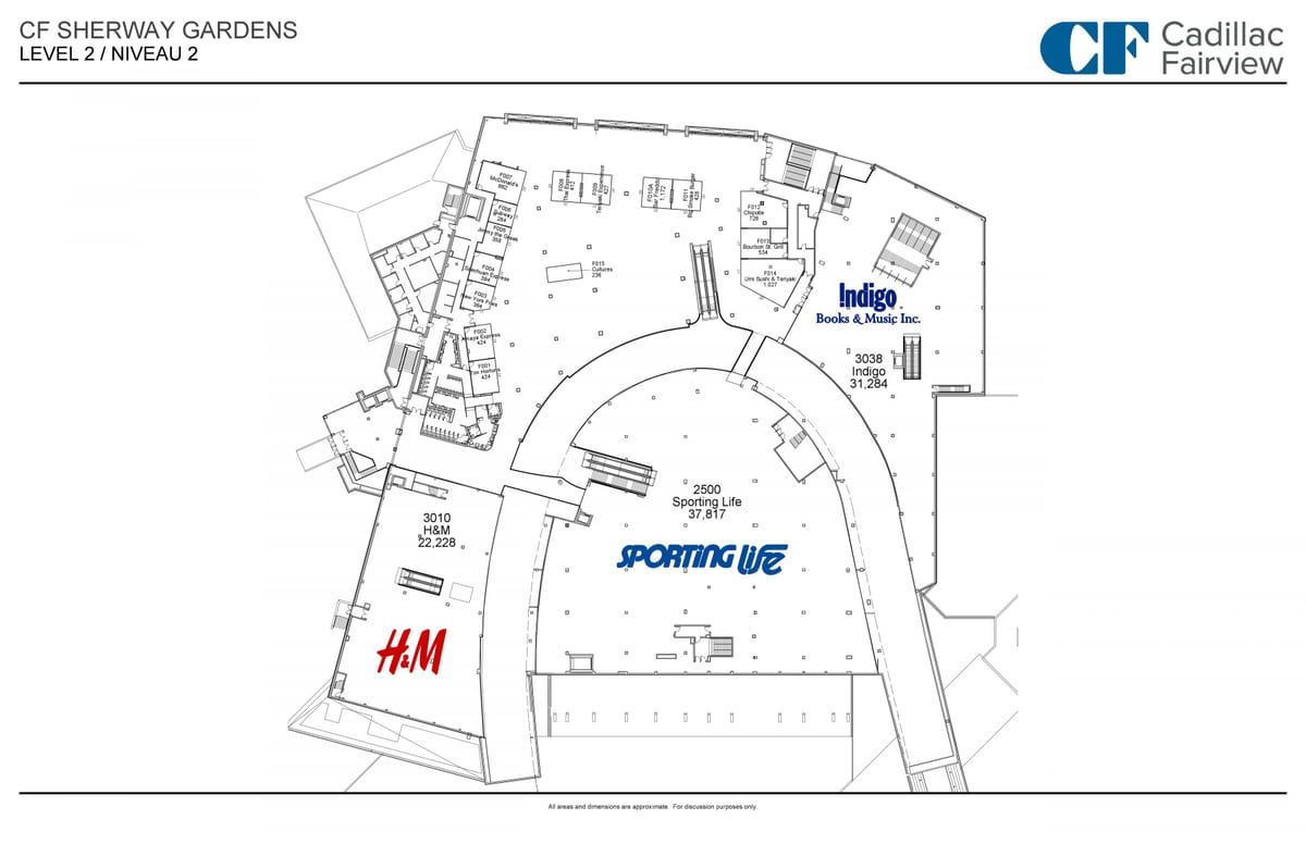 Mapa de Sherway Xardíns de nivel 2