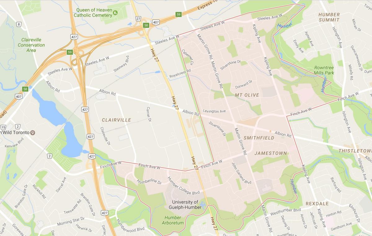 Mapa de Smithfield barrio barrio Toronto