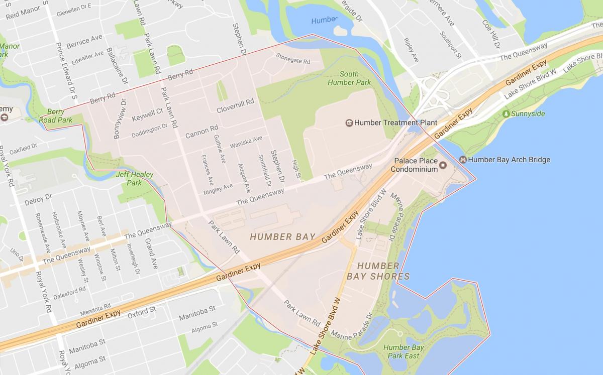 Mapa de Stonegate-Queensway barrio barrio Toronto