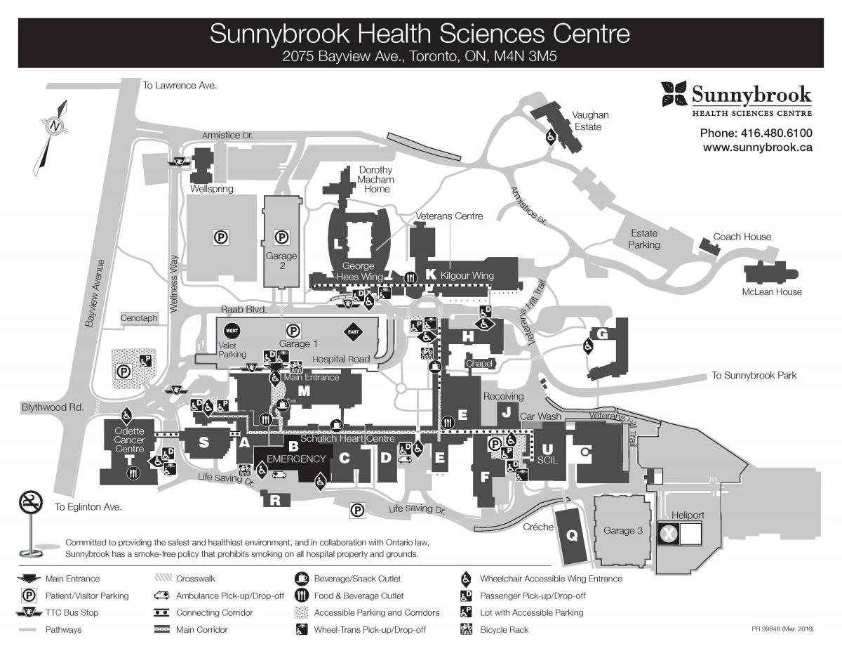 Mapa de Sunnybrook ciencias da Saúde centro - SHSC