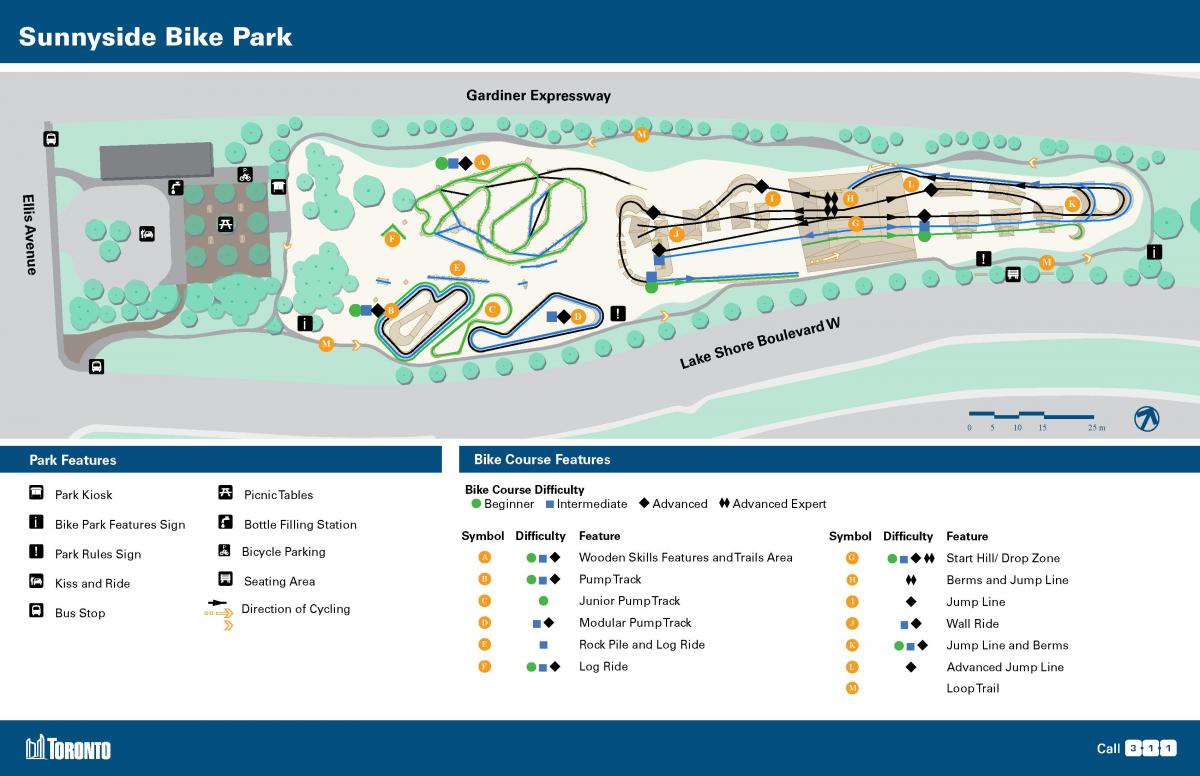 Mapa de Sunnyside Bicicleta Parque Toronto