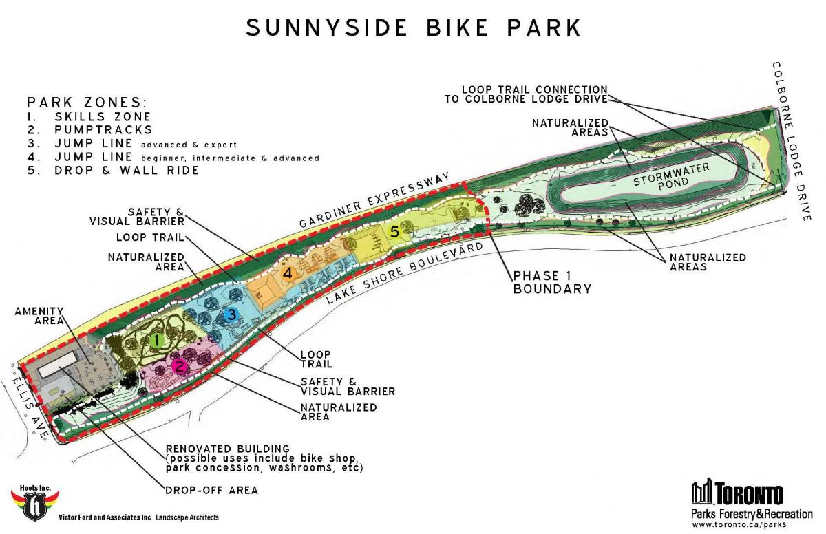 Mapa de Sunnyside Bike zona de Parque Toronto
