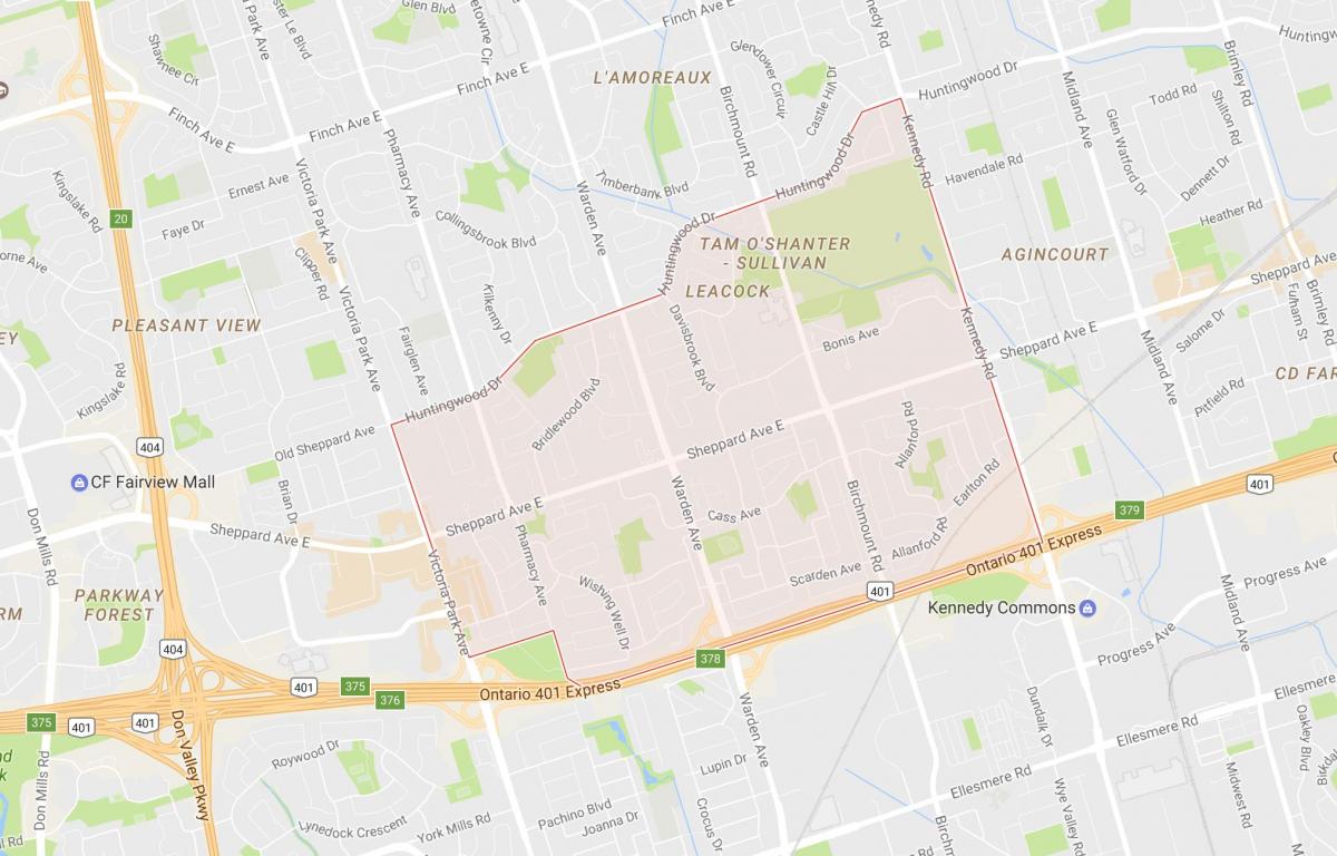 Mapa de Tam O'Shanter – Sullivan barrio Toronto