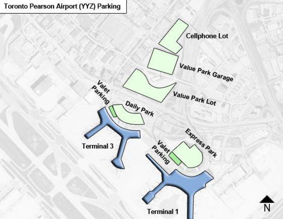 Mapa de Toronto aeroporto de aparcamento Pearson