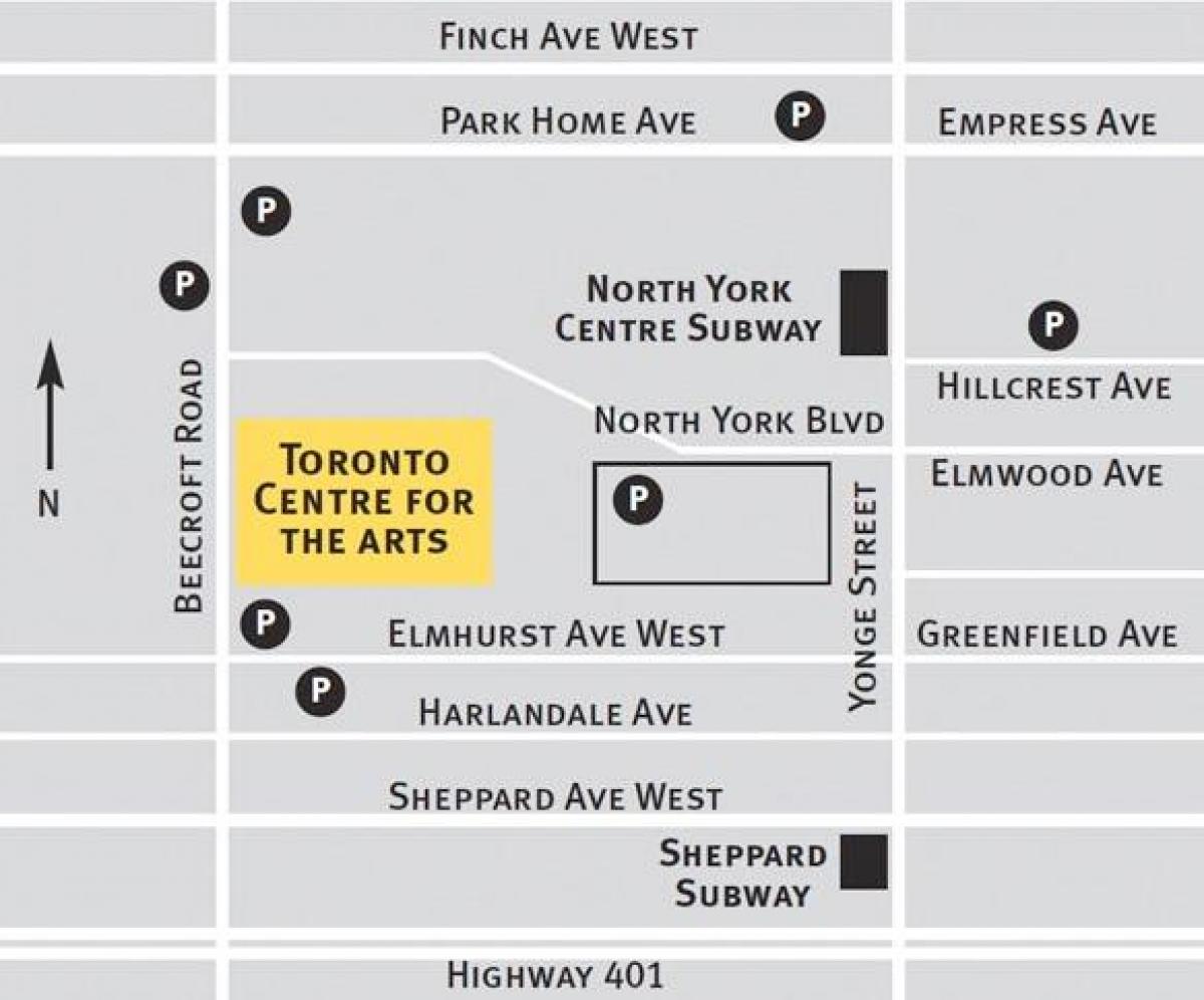 Mapa de Toronto e centro de artes