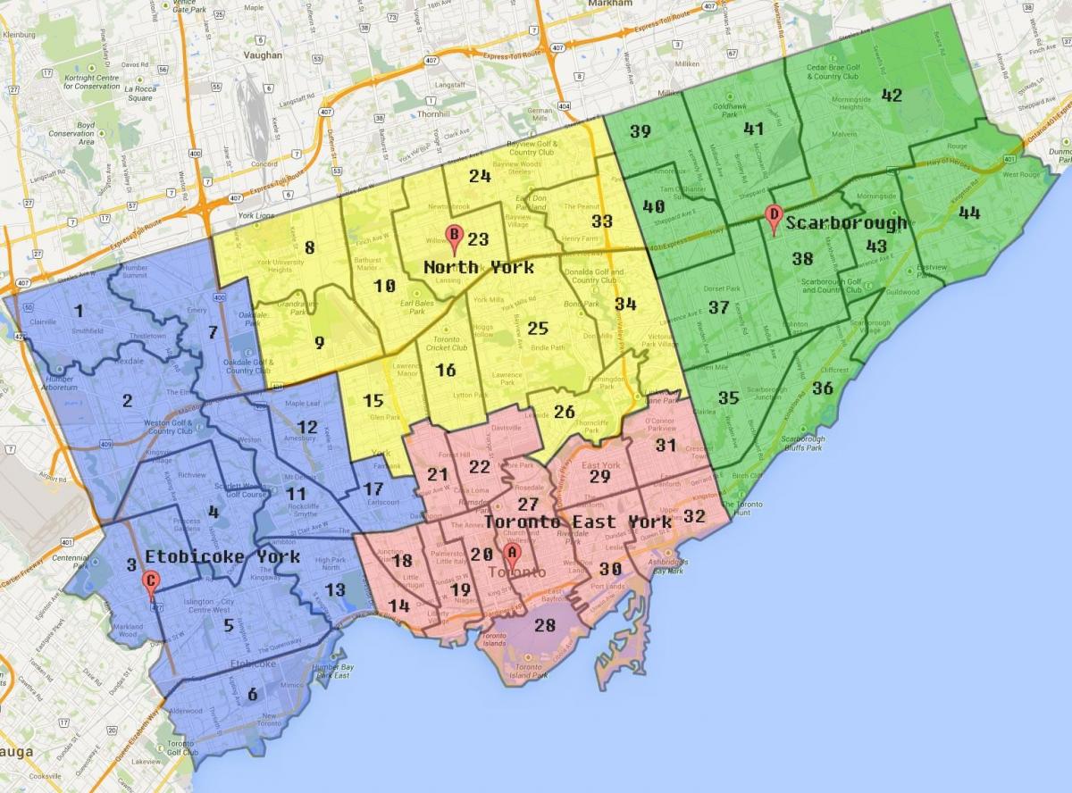 Mapa de Toronto Cidade Límite