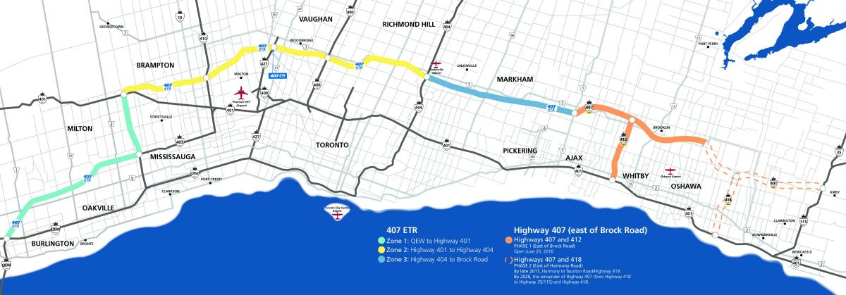 Mapa de Toronto estrada 407