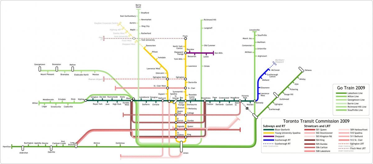 Mapa de Toronto Ir en Tren