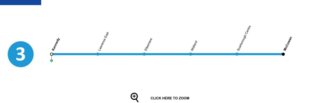 Mapa de Toronto liña de metro 3 Scarborough RT