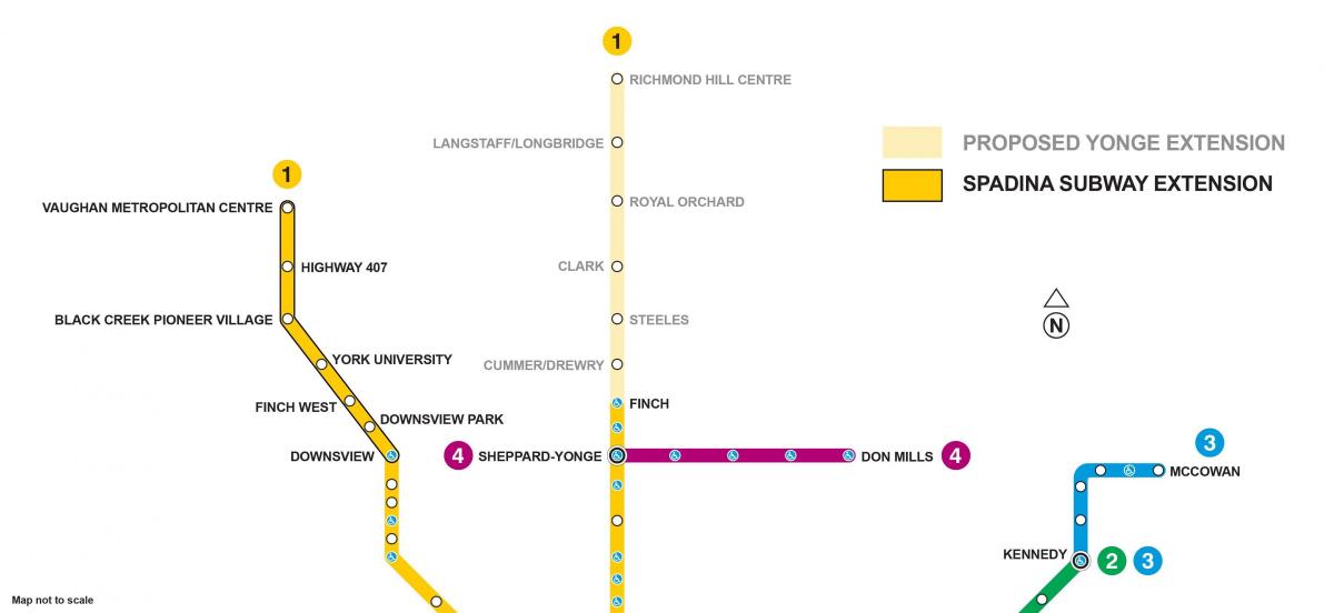 Mapa de Toronto metro de extensión