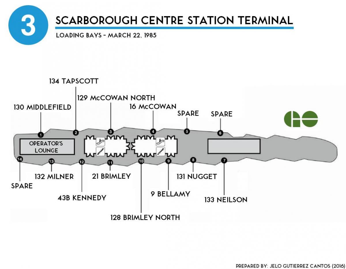 Mapa de Toronto Scarborough centro de estación terminal