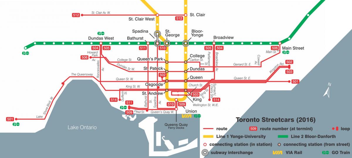 Mapa de Toronto tranvía sistema