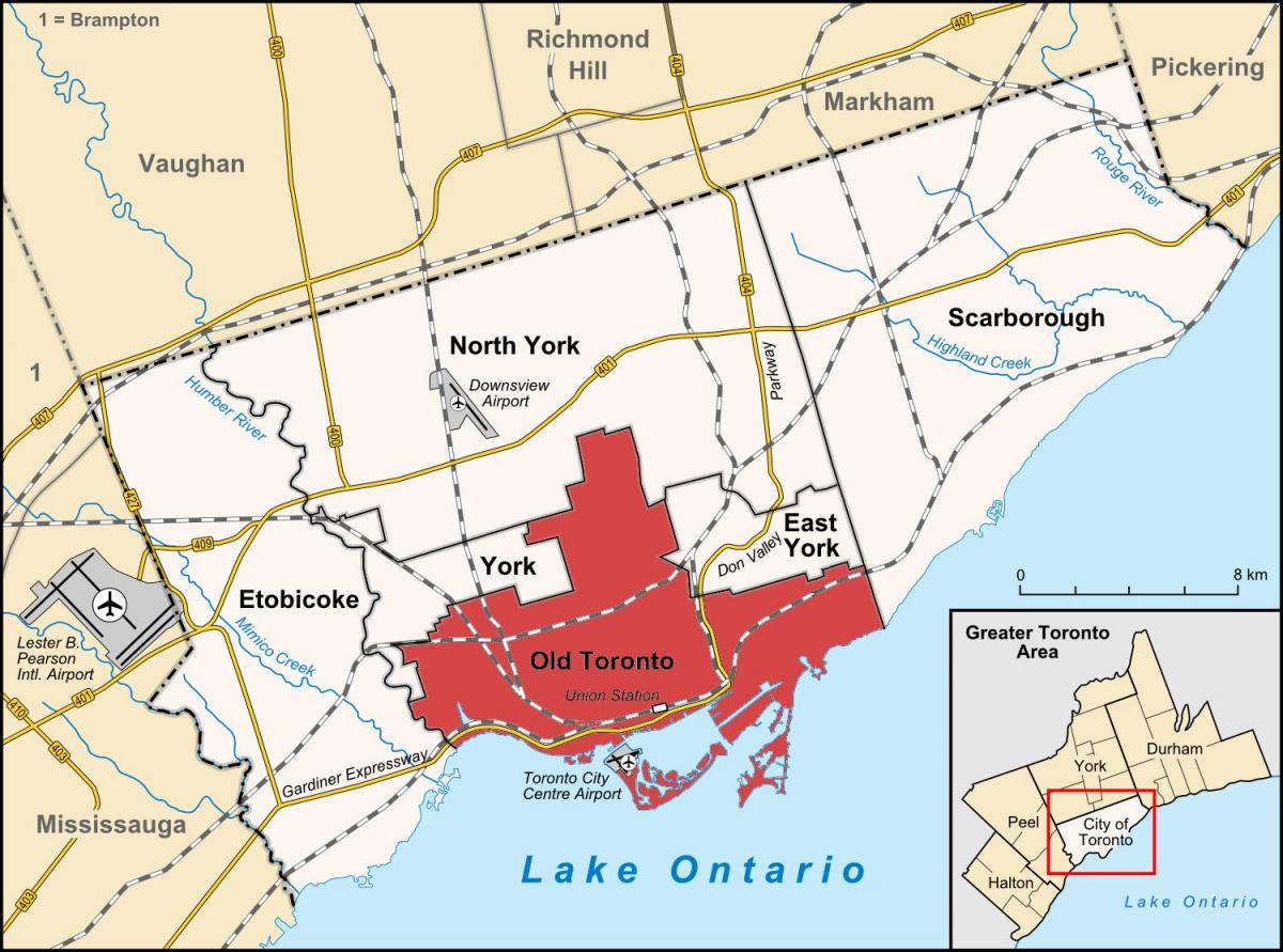 Mapa da rexión de Toronto