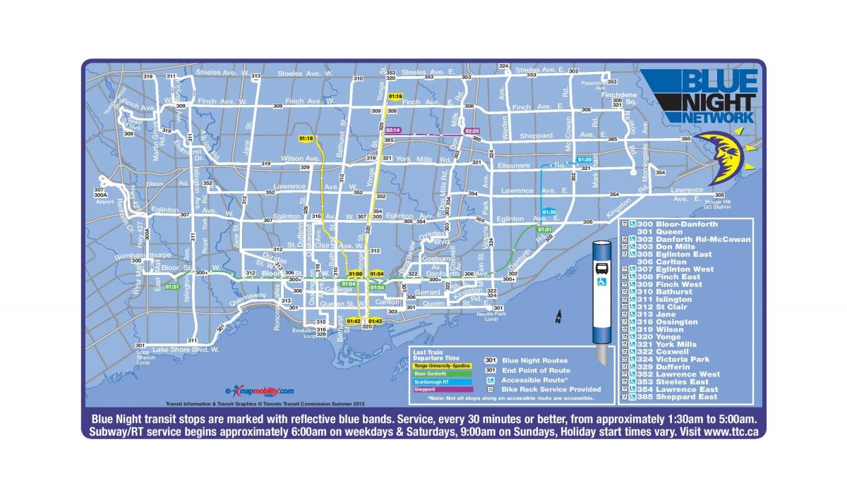 Mapa de TTC azul noite rede