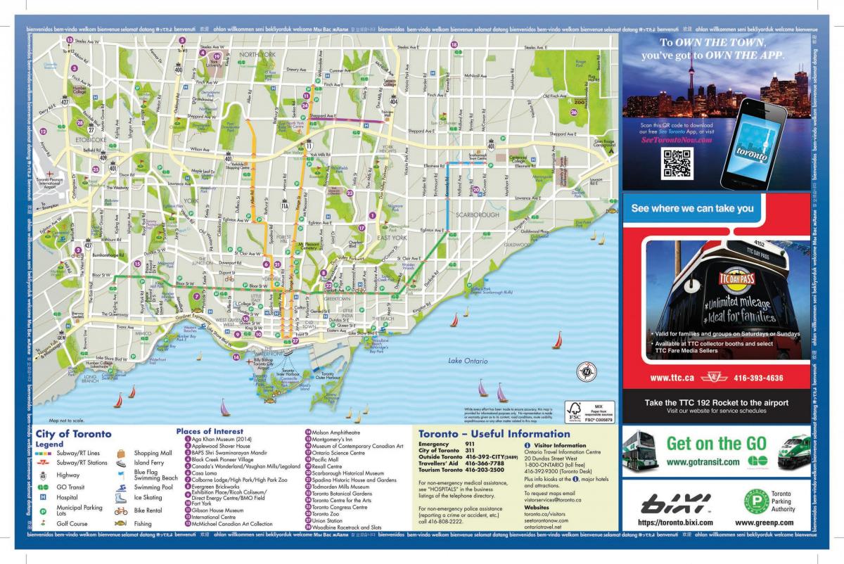 Mapa do turismo Toronto