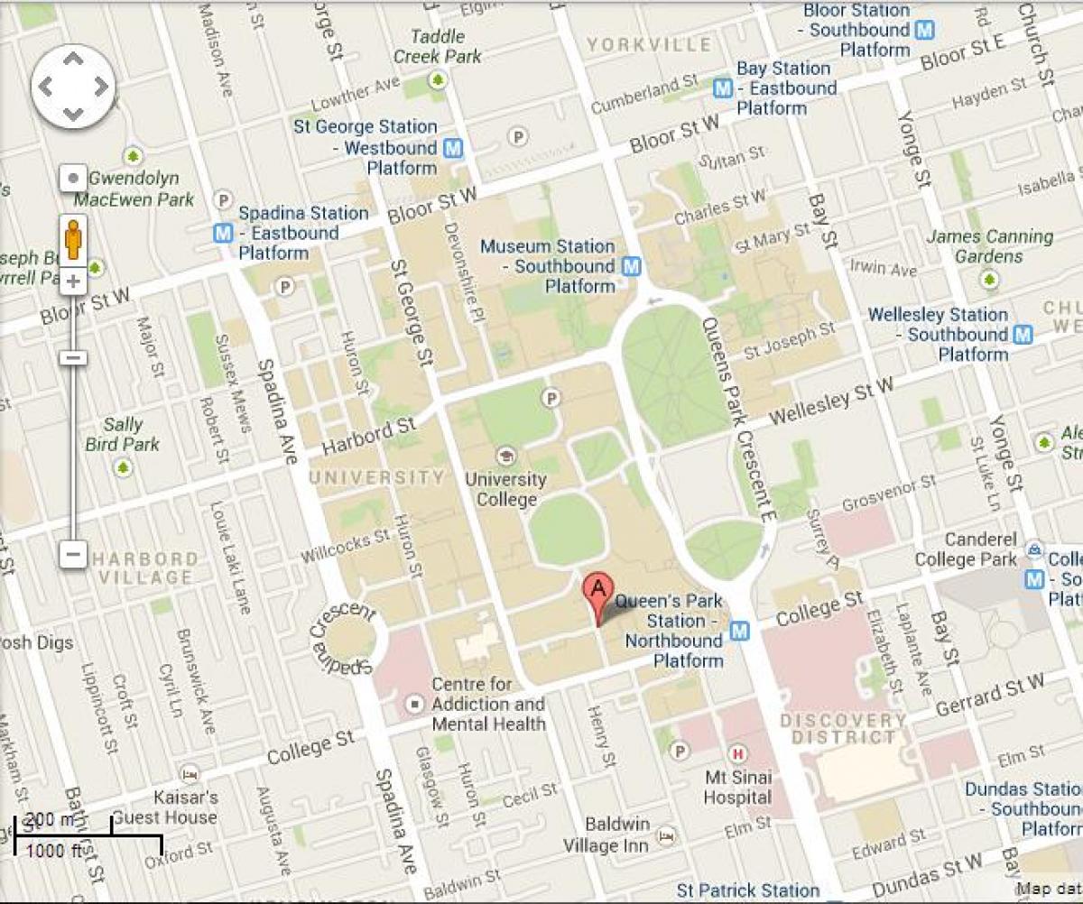 Mapa da universidade de Toronto St George