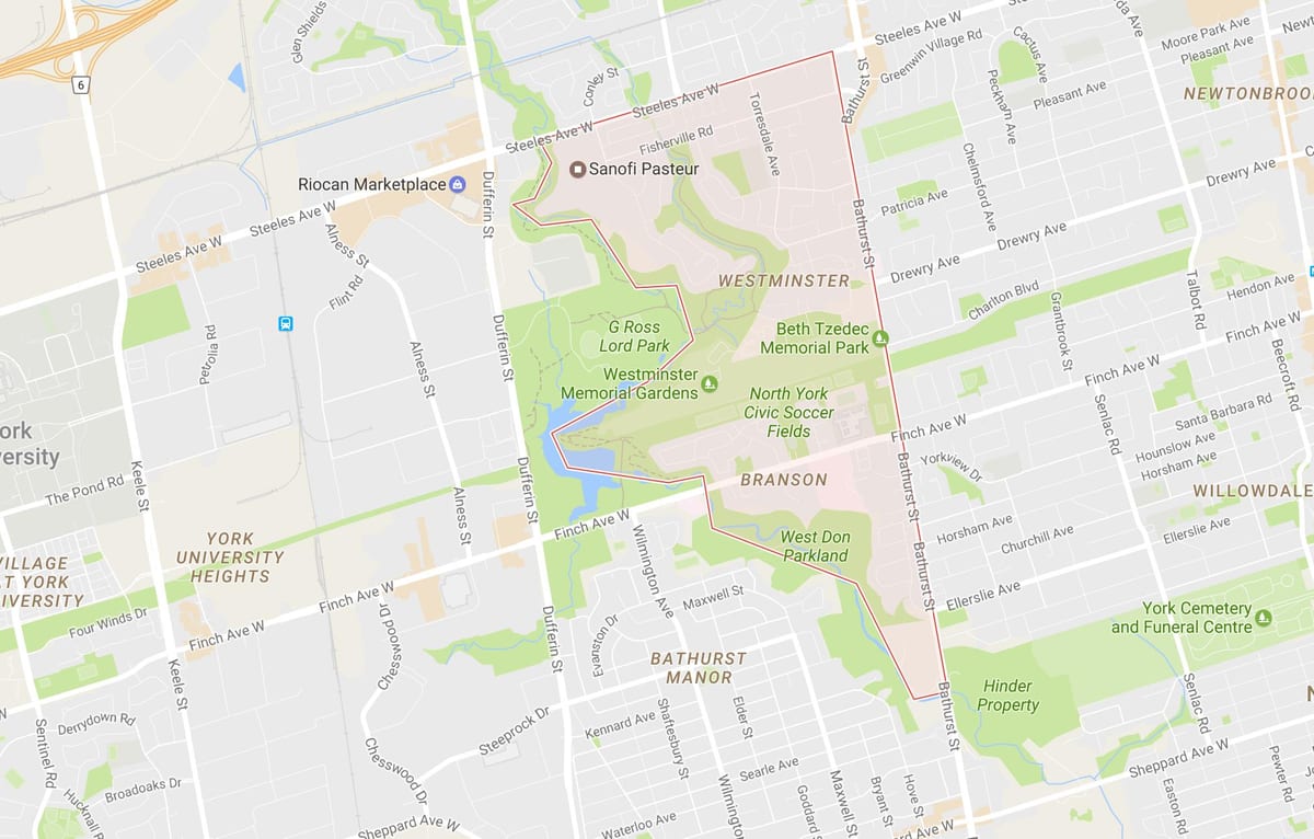 Mapa de Westminster–Branson barrio Toronto