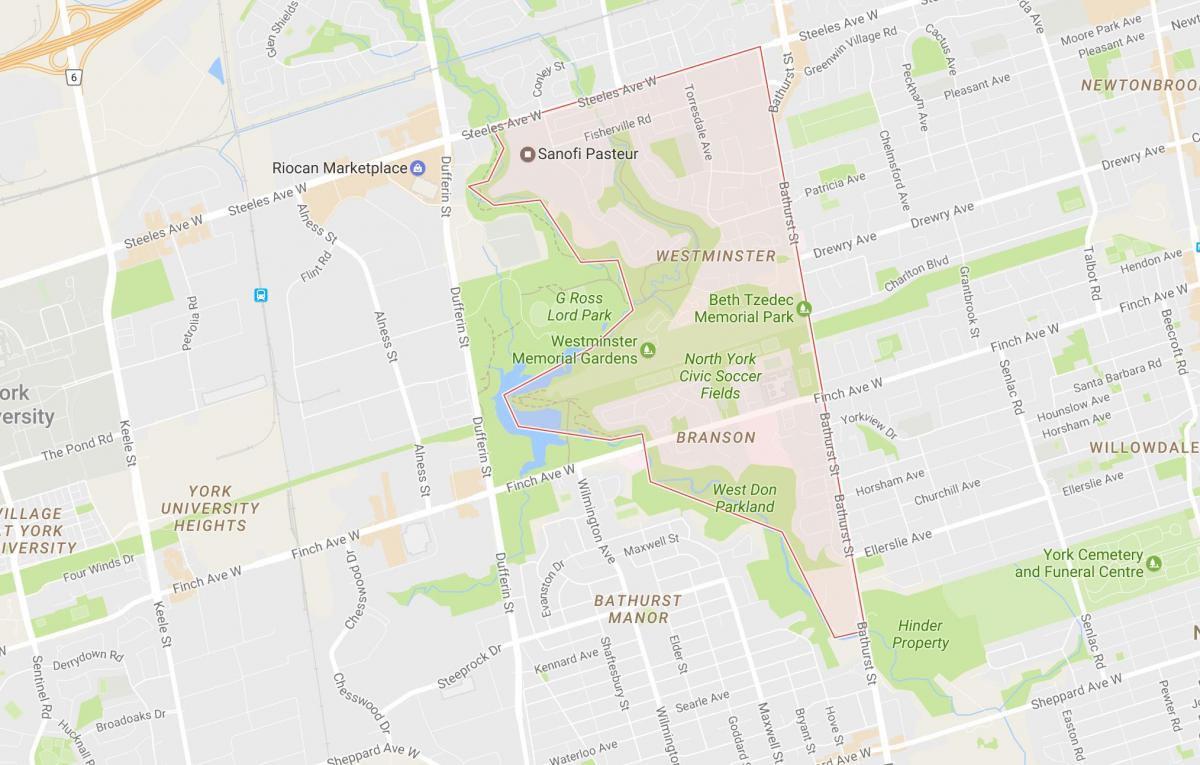 Mapa de Westminster–Branson barrio Toronto