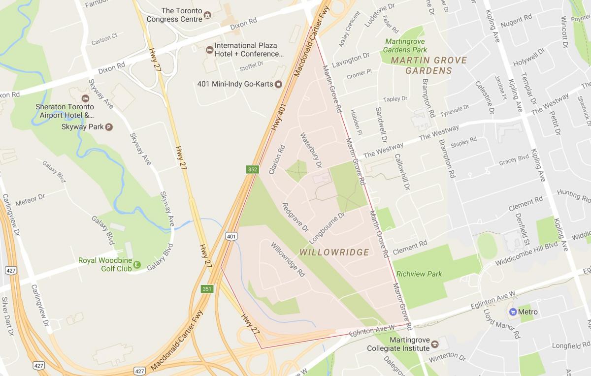 Mapa de Willowridge barrio Toronto