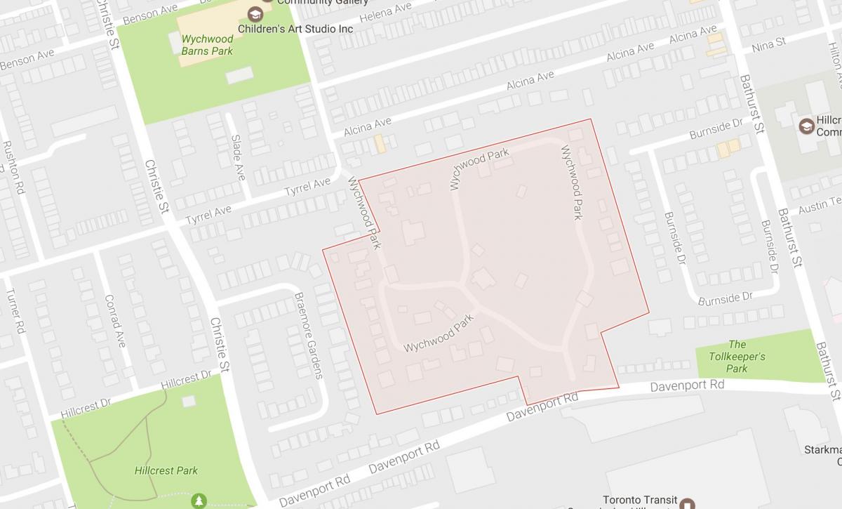 Mapa de Wychwood barrio Parque Toronto