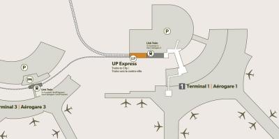 Mapa do aeroporto de Pearson estación de tren