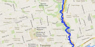 Mapa de Don río Toronto