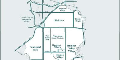 Mapa de Etobicoke barrio Toronto